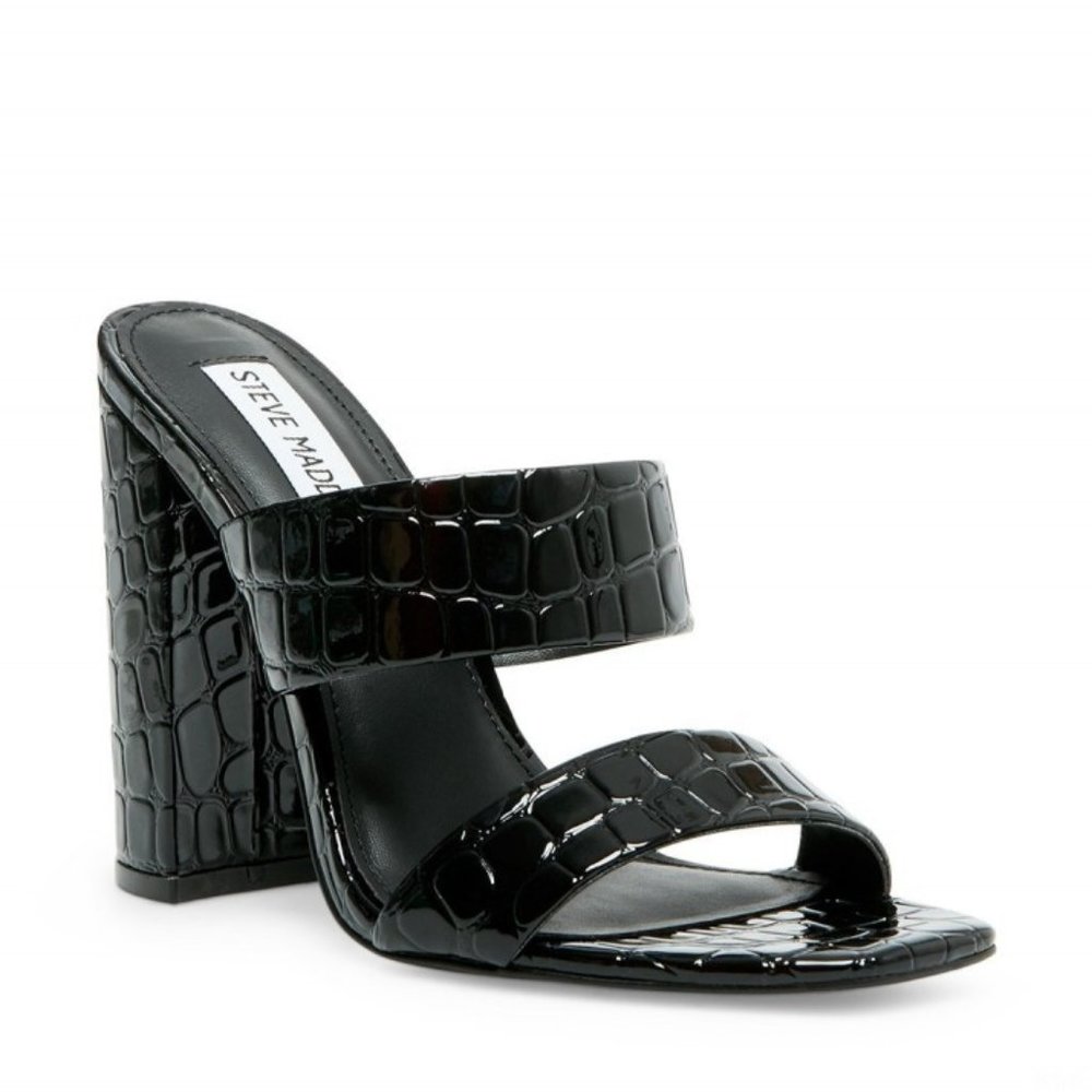Steve Madden Women's Mules TAYA Black CROCODILE